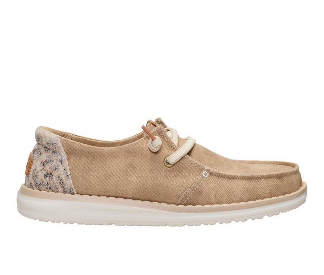 Women's HEYDUDE Wendy Workwear Slip Resistant Shoes in Leopard/Sesame color
