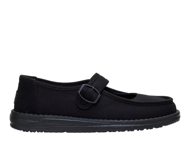Women's HEYDUDE Wendy Jane Mono Mary Janes in Black/Black color