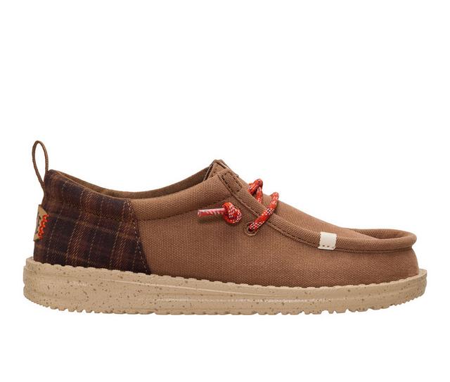 Boys' HEYDUDE Little Kid Wally Funk Y Plaid Casual Shoes in Brown Multi color