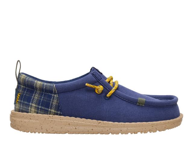 Boys' HEYDUDE Little Kid Wally Funk Y Plaid Casual Shoes in Navy Multi color