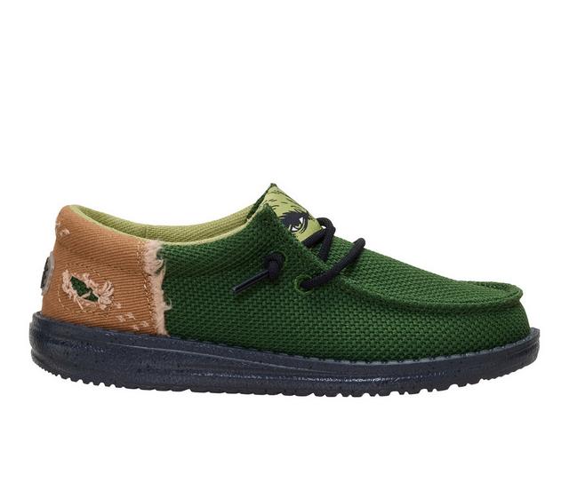 Boys' HEYDUDE Little Kid Wally Funk Youth Hulk Slip-ons in Green/Brown color