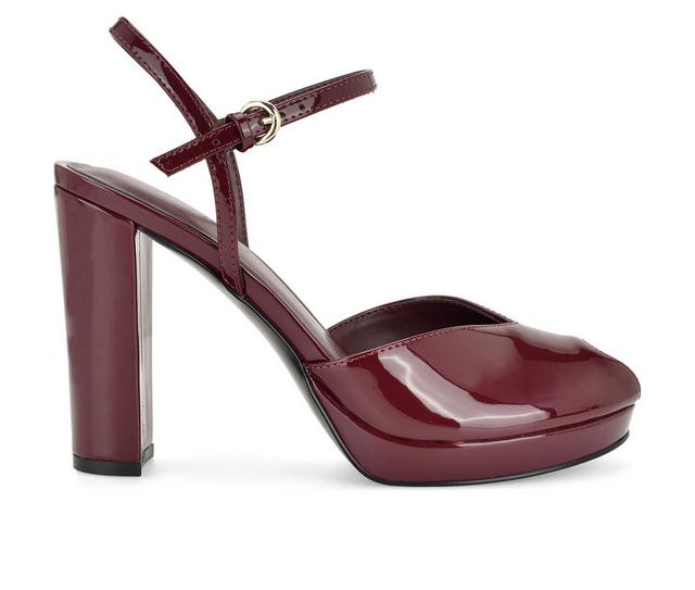 Women's Nine West Elanna Heeled Sandals in Wine Patent color
