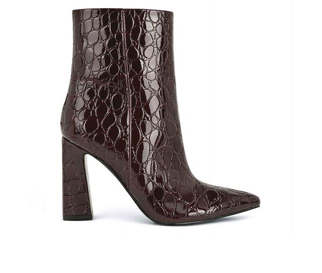 Women's Nine West Todaye Booties in Wine Croco color