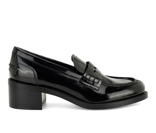 Women's Nine West Vandel Heeled Loafers in Black Patent color