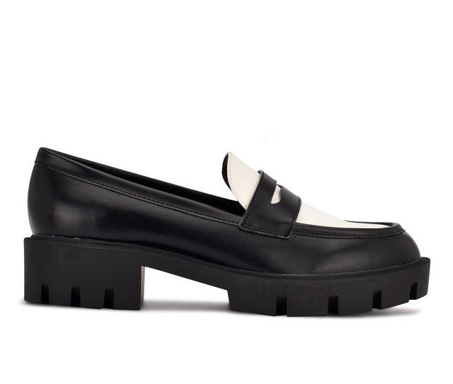 Women's Nine West Maibel Loafers in Black/White color