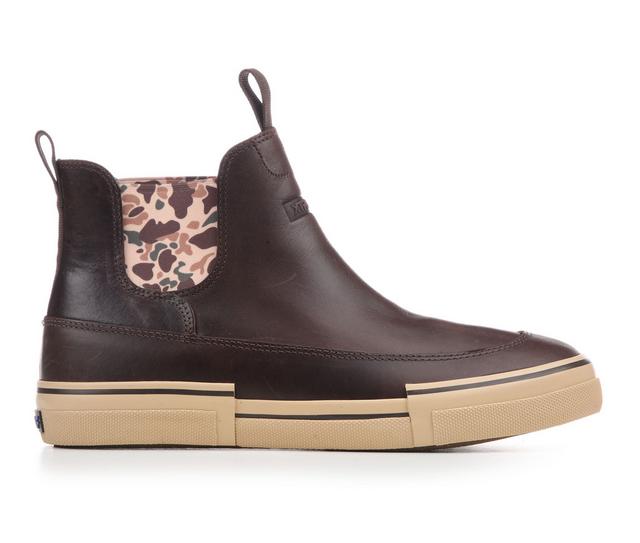Men's XTRATUF Ankle Deck Leather Casual Boots in Dark Brown color