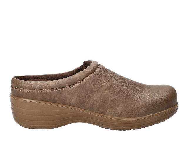 Women's Easy Street Beck Slip Resistant Clogs in Taupe color