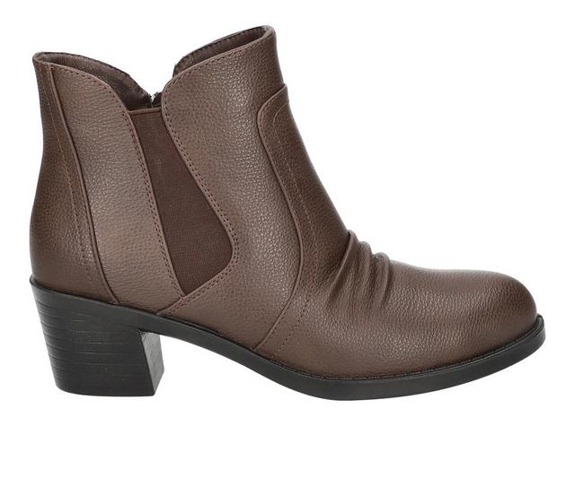 Women's Easy Street Berwick Booties in Brown Pebbled color
