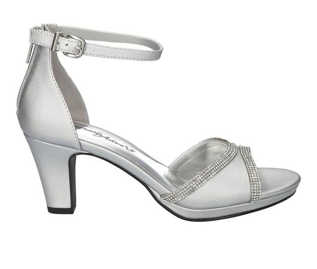 Women's Easy Street Davina Dress Sandals in Silver Satin color
