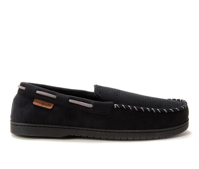 Dearfoams Mirosuede Moccasin Slippers in Black Solid color