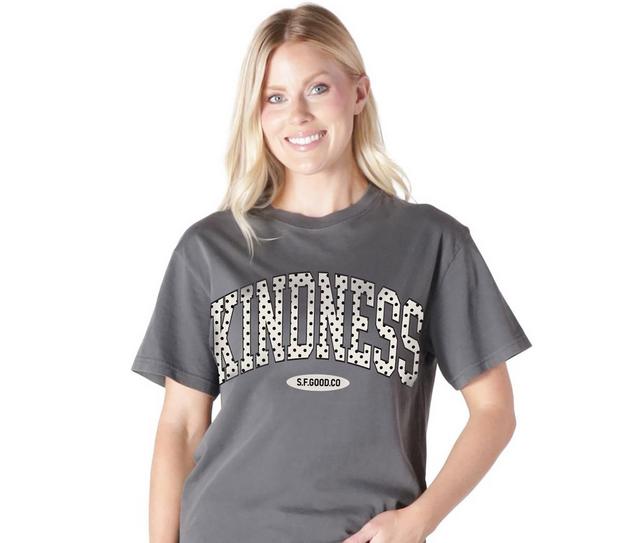 Simply Southern Women’s Kindness Mineral Wash T-Shirt in Graphite color