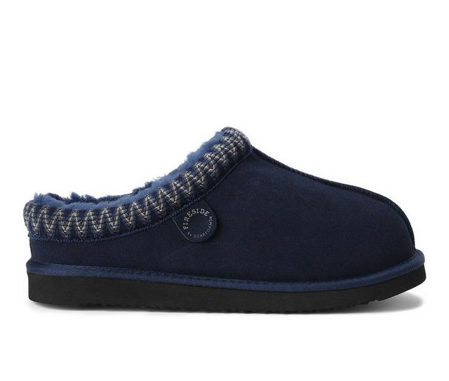 FireSide Grafton Shearling Clog Taping Slippers in Dark Blue color
