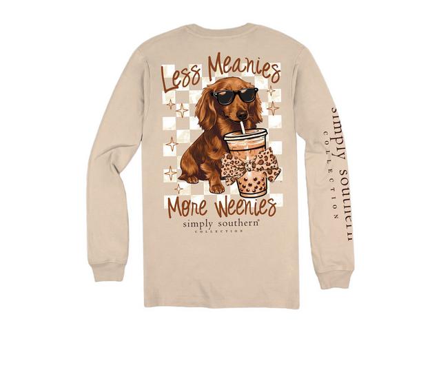 Simply Southern Women’s Less Meanies, More Weenies Long Sleeve T-Shirt in Linen color