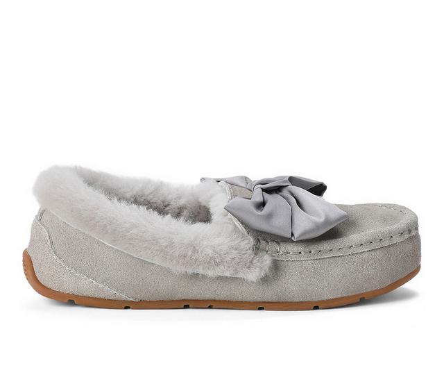 Fireside by Dearfoams Mel Dream Bow Moccasin Slippers in Smoke color