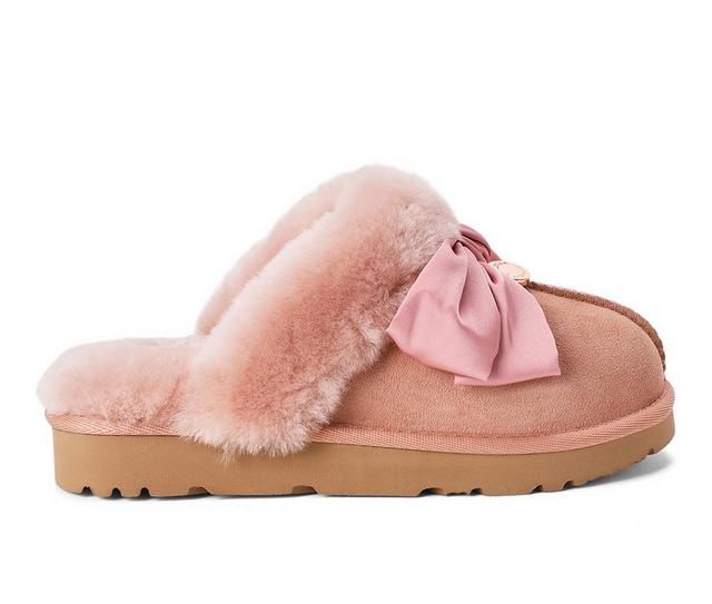 Fireside by Dearfoams Sydney Dream Bow Slippers in Dusty Pink color