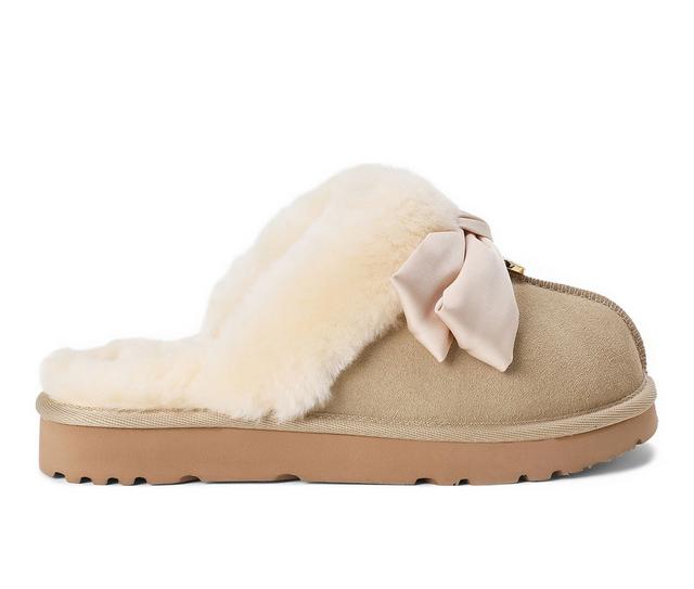 Fireside by Dearfoams Sydney Dream Bow Slippers in Sand color