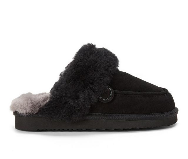 Fireside by Dearfoams Melville Scuff Slippers in Black color