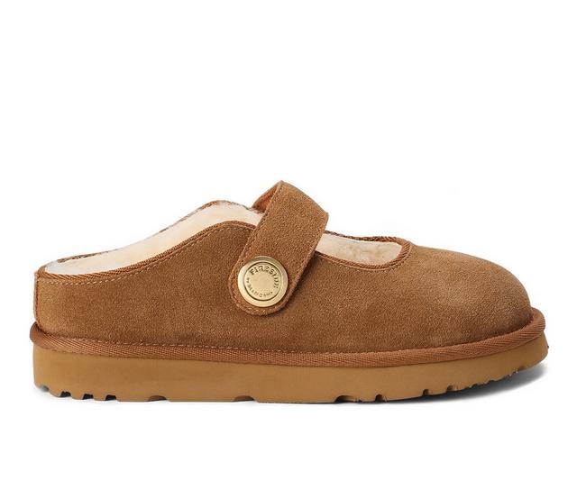 Fireside by Dearfoams Coin Maryjane Slippers in Chestnut color