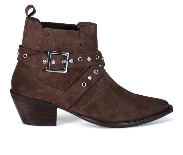 Women's DIBA TRUE Funky Tune Booties in Chocolate color