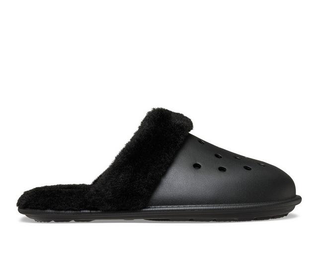 Men's Crocs Classic Fuzz Scruff Slippers in Black color
