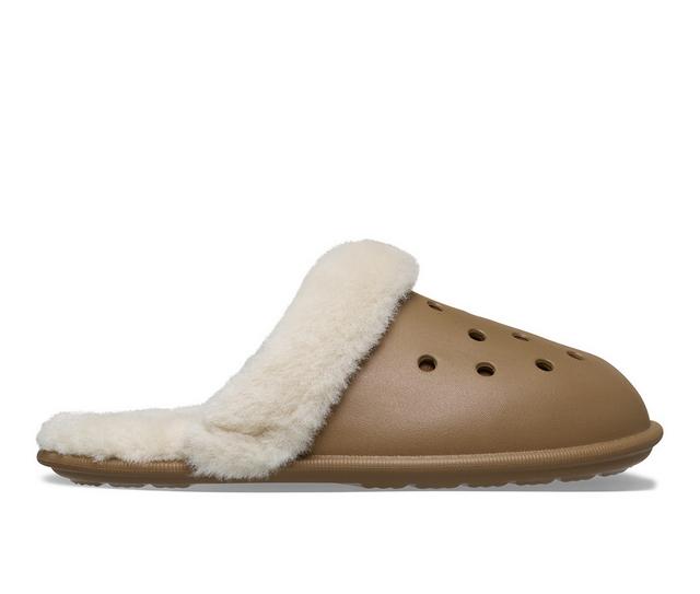 Men's Crocs Classic Fuzz Scruff Slippers in Sepia color