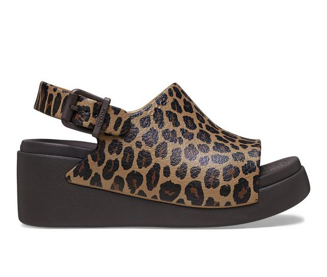 Women's Crocs Dylan Animal Platform Studded Clog Sandals in Lpd/Espresso color