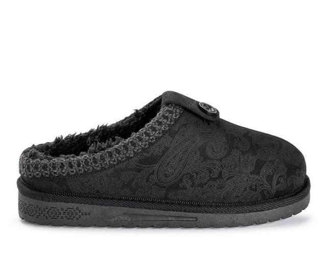 MUK LUKS Francie Microsuede Taped Clog Slippers in Solid Black color
