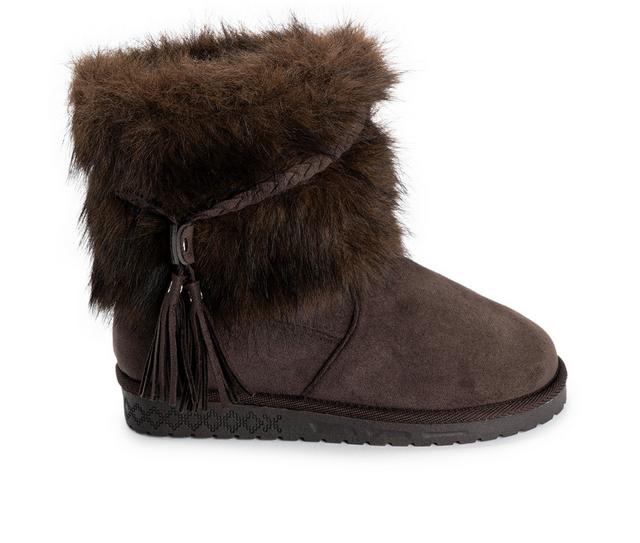 Women's MUK LUKS Ettore Faux Fur Mid Calf Boot Winter Boots in Chocolate color