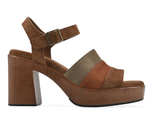 Women's White Mountain Barrette Platfrom Sandals in Pecan Multi color