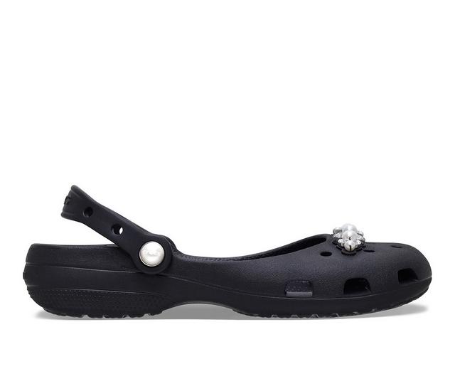 Women's Crocs Classic Pearls Ballet Sandals in Black color
