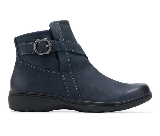 Women's Clarks Carleigh Angie Booties in Navy Combi color