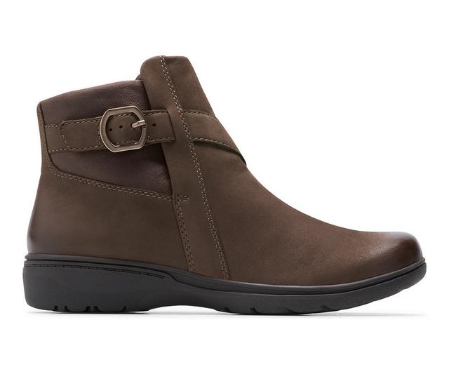 Women's Clarks Carleigh Angie Booties in Mushroom Combi color
