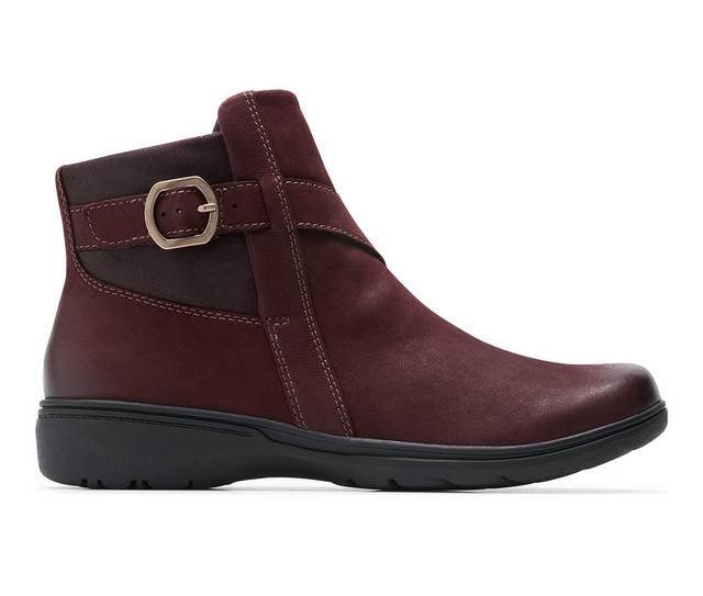 Women's Clarks Carleigh Angie Booties in Merlot Combi color