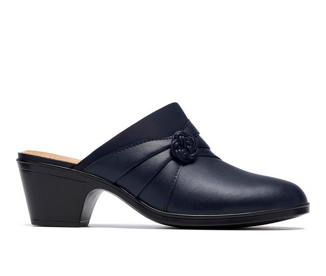 Women's Clarks Emily2 Eliza Heeled Mules in Navy color