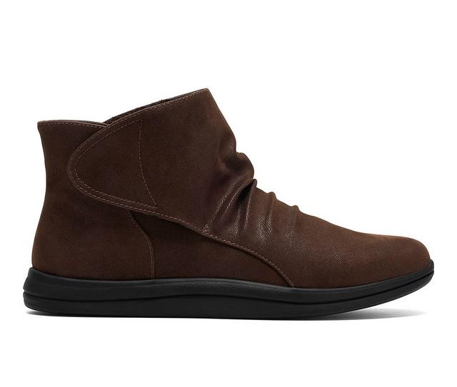 Women's Clarks Breeze Faye Booties in Dark Brown color