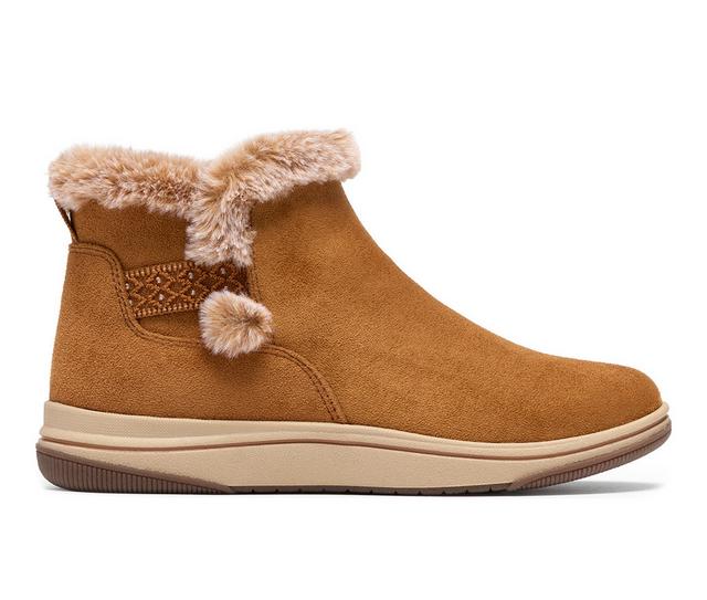 Women's Clarks Breeze Pearl Booties in Tan color