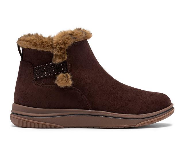 Women's Clarks Breeze Pearl Booties in Dark Brown color