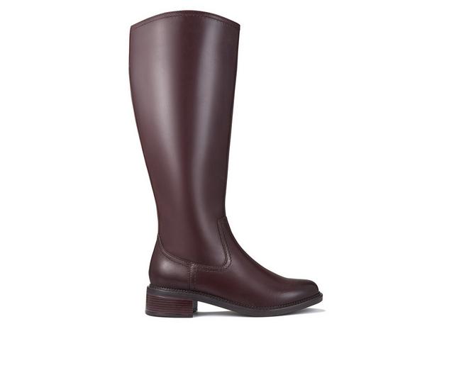 Women's Clarks Maye Ride Knee High Boots in Dark Brown color