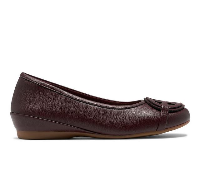Women's Clarks Cathrynn Luna Flats in Burgundy color