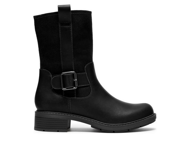Women's Clarks Hearth Mid Booties in Black color