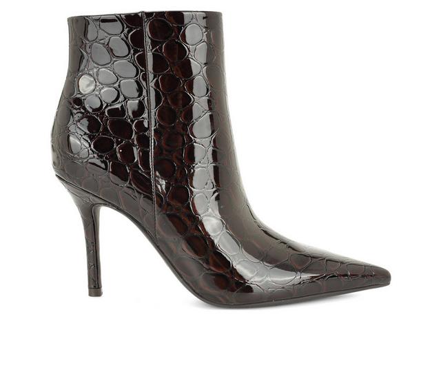 Women's Nine West Gazzy Booties in Brown Leather color