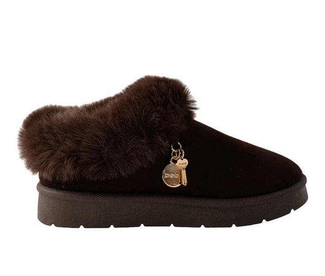 Bebe Little Kid Nova Slippers in Dark Brown color