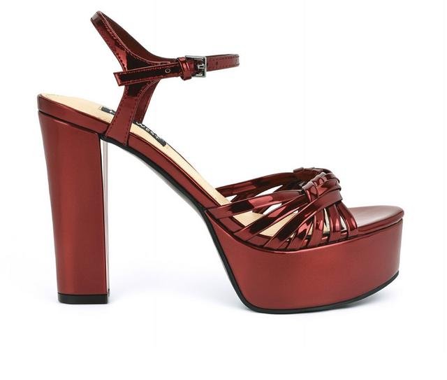 Women's Nine West Nayya Platform Sandals in Dark Red color