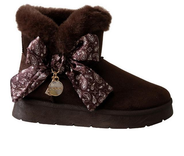 Girls' Bebe Little Kid Lucy Cozy Boots in Dark Brown color