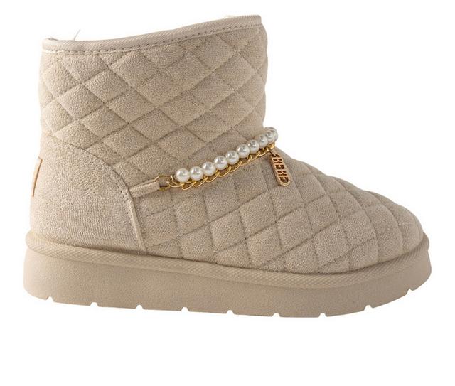 Girls' Bebe Little Kid Ava Quilted Cozy Boots in Cream color