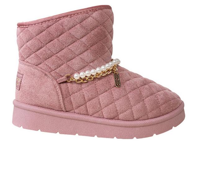 Girls' Bebe Little Kid Ava Quilted Cozy Boots in Dark Mauve color