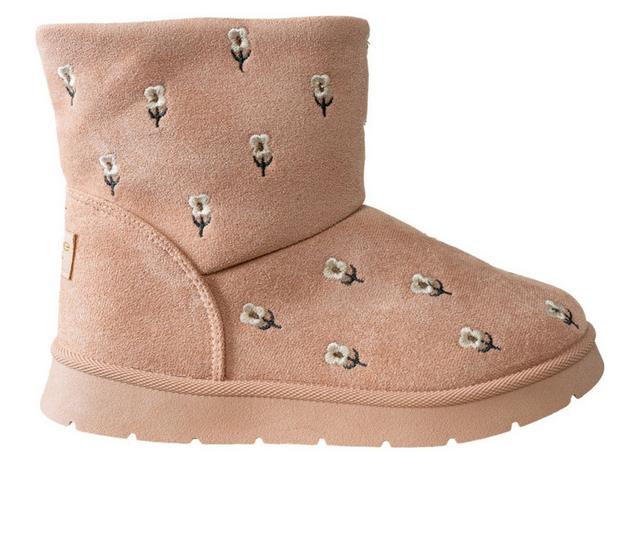 Girls' Bebe Little Kid Mia II Embroidered Cozy Boots in Dark Blush color
