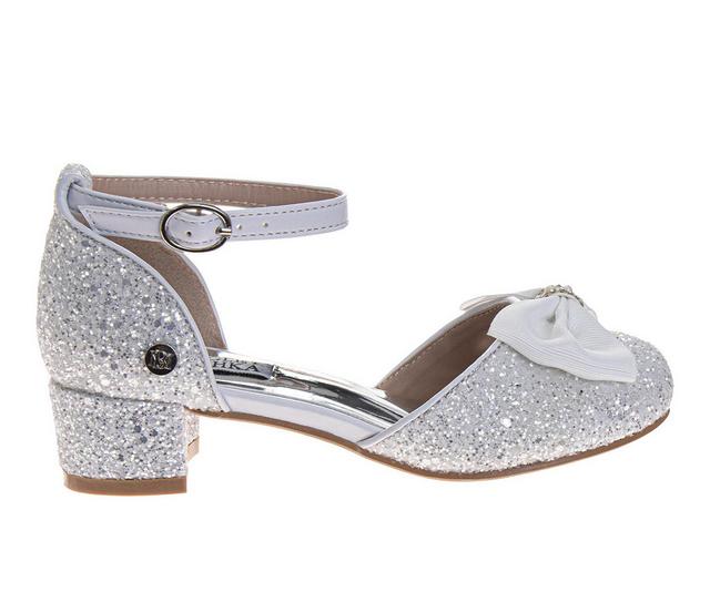 Badgley Mischka Spark Dress Heel With Bow Dress Shoes in Silver Glitter color