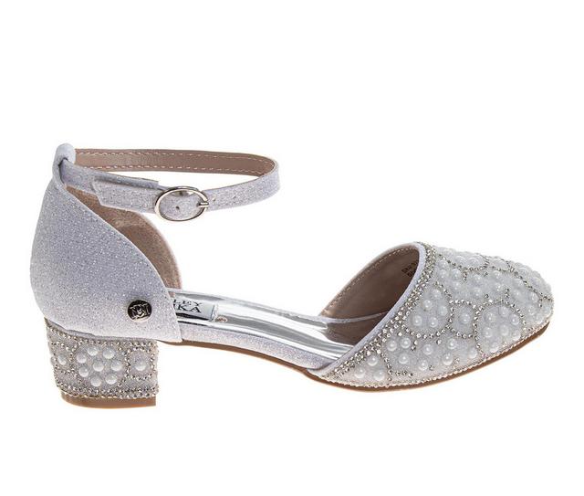 Badgley Mischka Glitter Dress Heel With Pearl Dress Shoes in White Glitter color