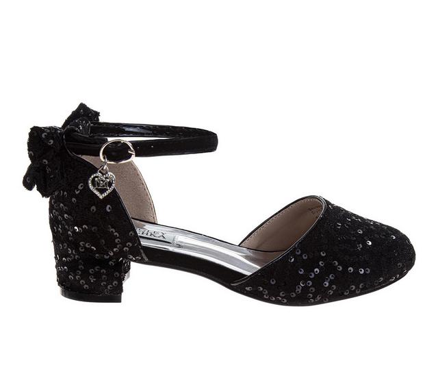 Badgley Mischka Velvet & Sequin Dress Heel With Bow Dress Shoes in Black Velvet color